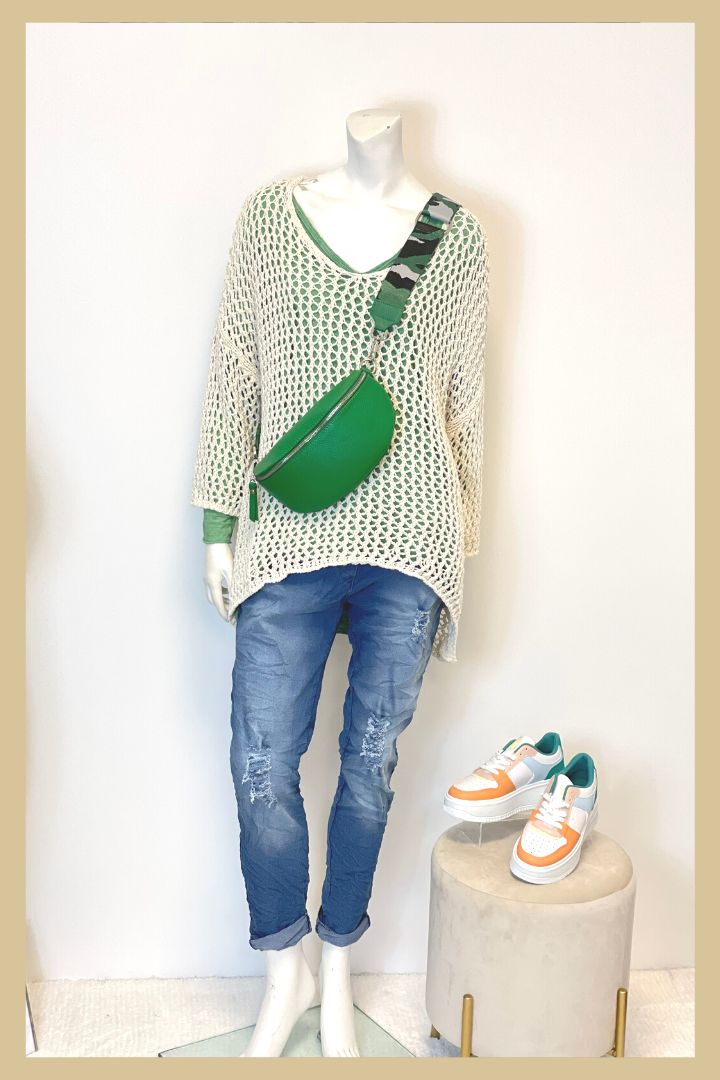 Crossbag für Damen, inkl. Taschengurt und Geldböre in Grün